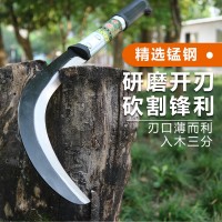 厂家直供家用园林农用割草锰钢柴刀镰刀割水稻木柄砍柴刀